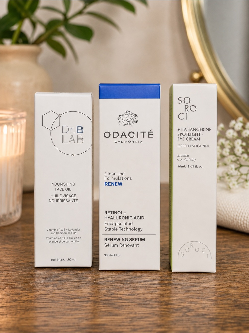 NEW Luxury Skincare Bundle Odacité Dr.B Lab Soroci Retinol Eye Cream Oil